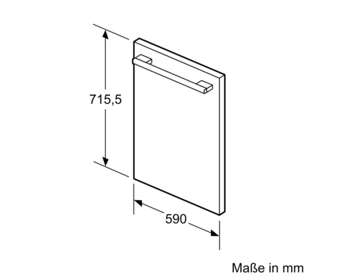 Technische Zeichnung eines Geschirrspülers mit Maßangaben in Millimetern