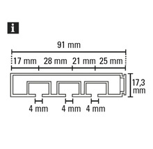 Vorhangschiene GE3 mit Profil für Blendenbefestigung weiß 3-läufig 250 cm-thumb-4