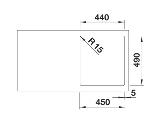 Technische Zeichnung einer Duschwanne mit Maßangaben