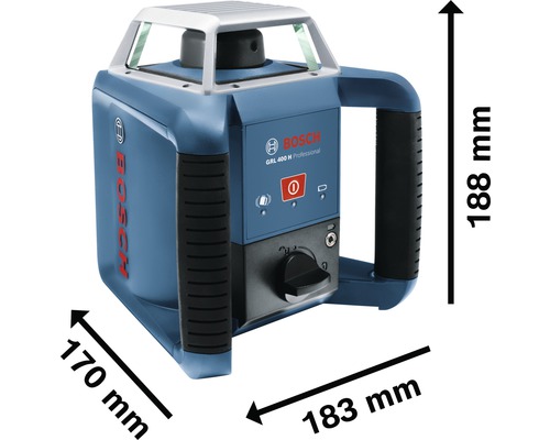 Bosch Logo Rotationslaser GRL 400 H Professional mit Maßangaben