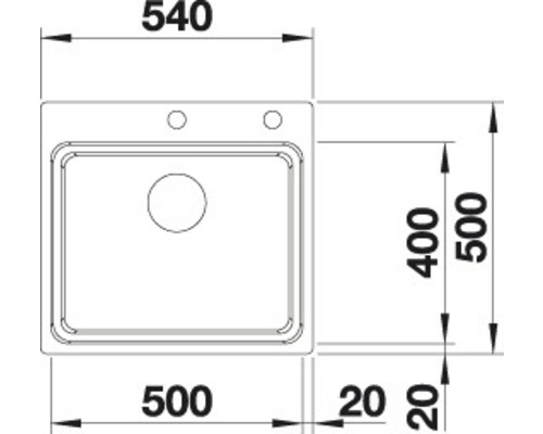 Abmessungen einer Spüle: 540 x 500 mm