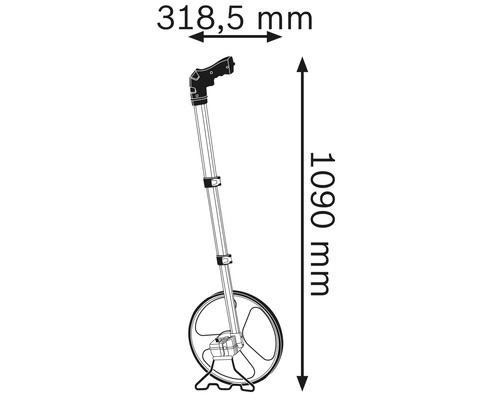 Abbildung eines Wegstreckenzählers mit Maßangaben.