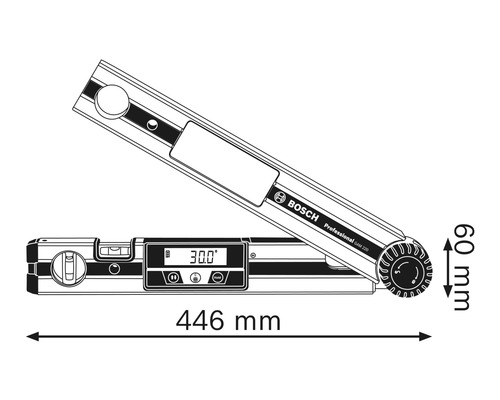 Bosch Winkelmesser GAM 220 Professional mit Abmessungen