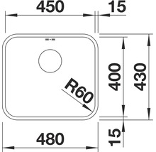 Spüle Blanco SUPRA 450-U 480 x 430 mm edelstahl bürstfinish 518203