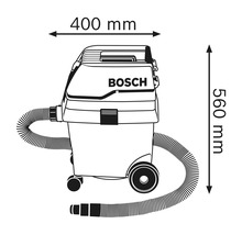 Bosch Staubsauger mit Abmessungsangaben 400 mm Breite und 560 mm Höhe