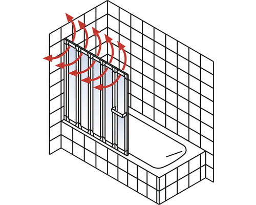 Badewanne mit Duschwand und Luftstrom