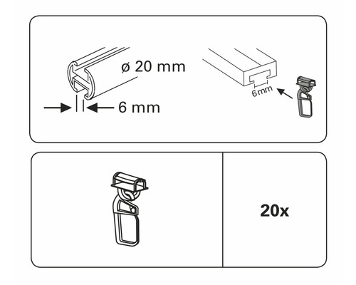 Klickgleiter Maxi mit Faltenlegehaken für 6 mm Laufkanal | HORNBACH