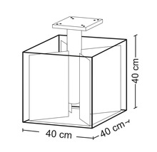 Technische Zeichnung eines Möbelelements mit den Maßen 40 x 40 x 40 cm