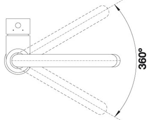 Technische Zeichnung eines Türgriffs mit 360 Grad Drehung