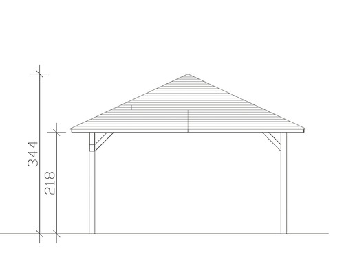 Abbildung einer Pavillonzeichnung mit Höhenangaben