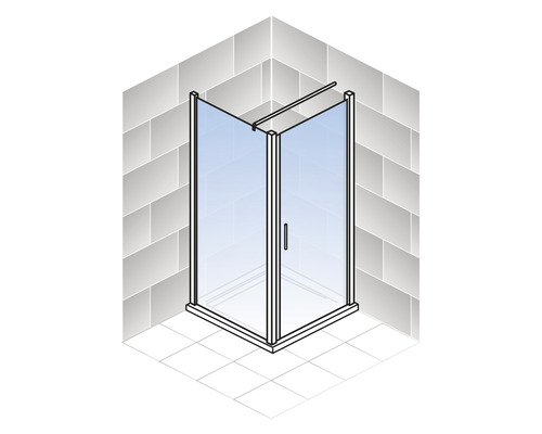 Eckdusche mit Glastür im Badezimmer