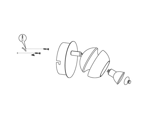 Explosionszeichnung einer Wandleuchte mit Montagezubehör