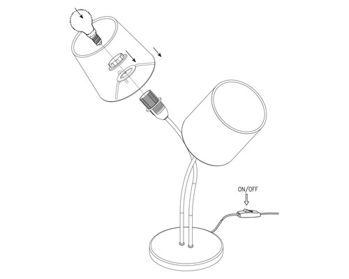 Montageanleitung für eine Tischleuchte mit Schirm und An- und Ausschalter