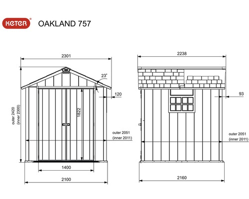 Keter Oakland 757 Gartenhaus Maße
