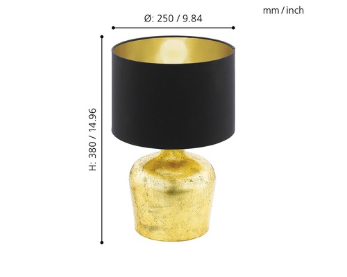 Tischleuchte mit Lampenschirm und goldfarbenem Fuß