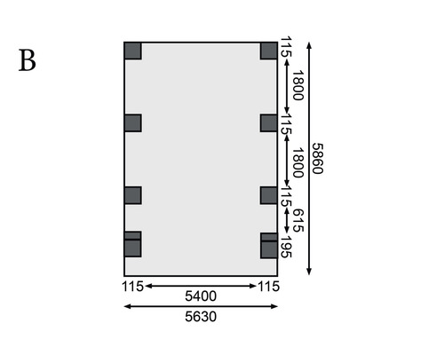 Grundrisszeichnung mit Maßangaben