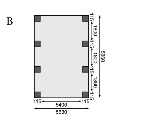 Diagramm mit Abmessungen des abgebildeten Objekts