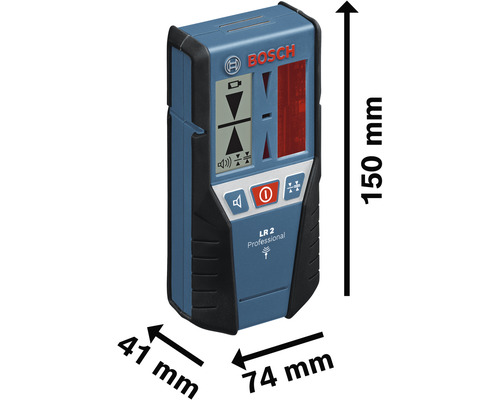 Bosch LR 2 Professional Linienlaserempfänger mit Maßangaben