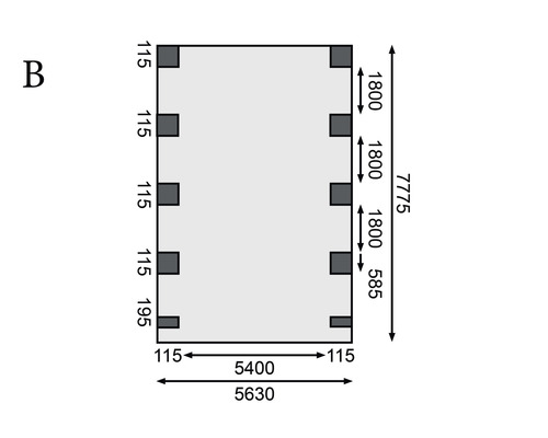 Technische Zeichnung mit Maßangaben