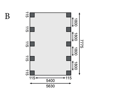 Illustration einer rechteckigen Bodenplatte mit Maßangaben.