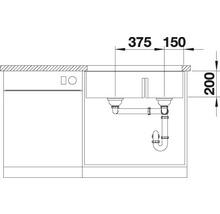 Spüle Blanco SUBLINE 430/270-U 755 x 460 mm felsgrau 523152 1 Spülbecken Ohne Tropffläche Becken rechts