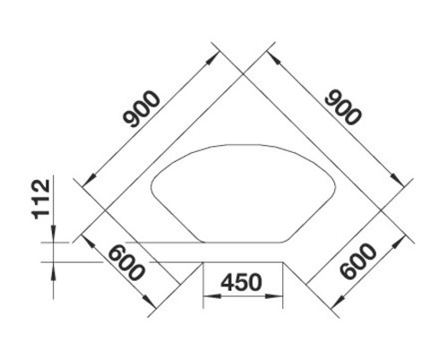 Technische Zeichnung eines Duschbeckens mit Maßangaben