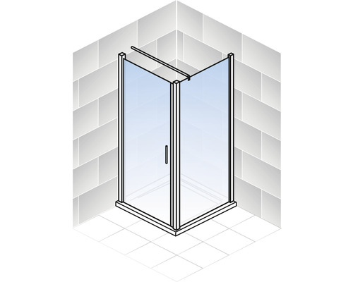 Eckdusche mit Glastüren und Rahmen