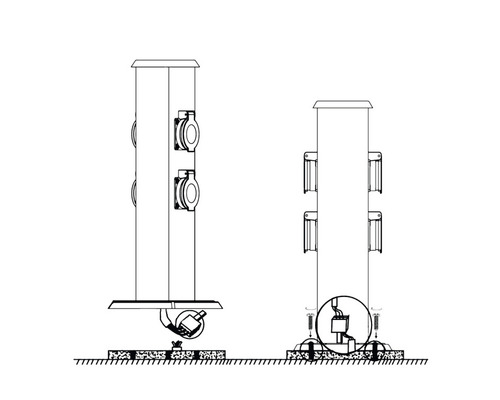 Illustration einer Ladesäule mit Montageanleitung