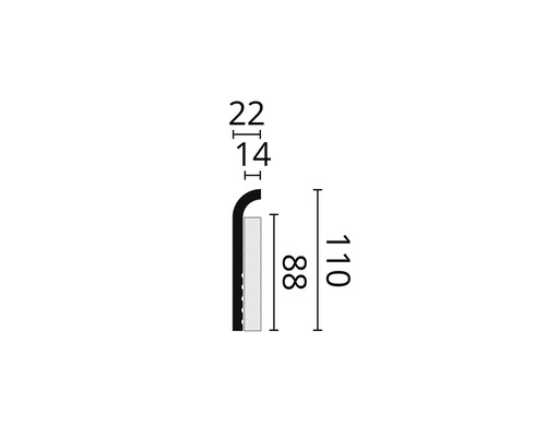 Technische Zeichnung eines Profils mit Maßangaben.