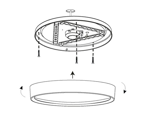 Montageanleitung für eine LED Deckenleuchte mit Schrauben