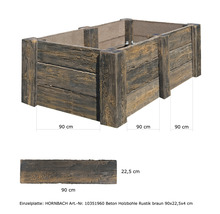 Beton Holzbohle Rustik braun 90 x 22,5 x 4 cm-thumb-26