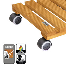 Pflanzenroller aus Holz mit Rollen, geeignet für Innenräume. Mit Farbschutz und rutschfester Oberfläche.