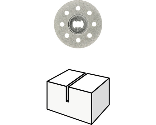 Diamanttrennscheibe zur Bearbeitung von Werkstücken mit Schlitz