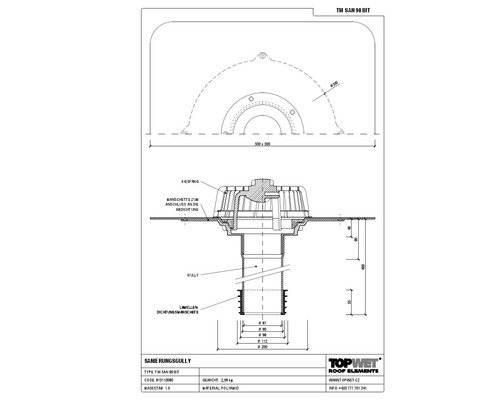 TopWet Sanierungsgully mit integrierter Bitumen-Manschette NW 90 mm H = 400 mm