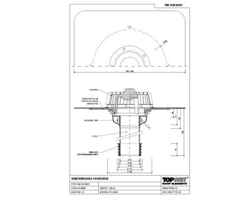 TopWet Sanierungsgully mit integrierter und beheizbarer Bitumen-Manschette NW 90 mm H = 400 mm