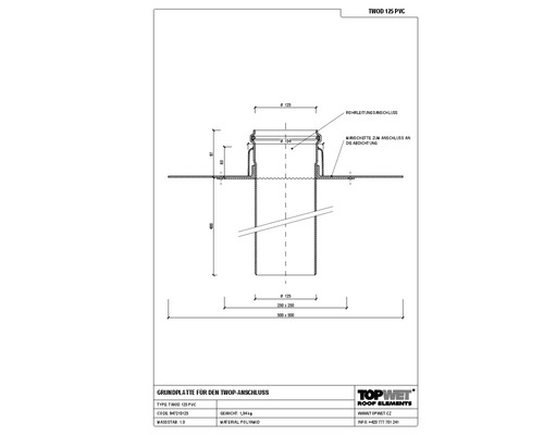 TopWet Dampfsperre-Durchführung mit integrierter Bitumen-Manschette NW 125 mm H = 200+97 mm