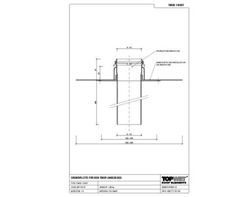 TopWet Dampfsperre-Durchführung mit integrierter PVC-Manschette NW 125 mm H = 200+97 mm