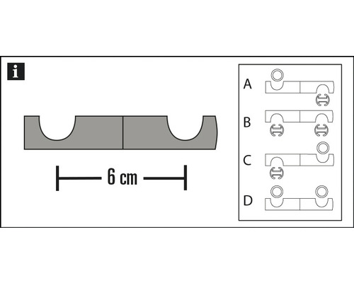 Darstellung der Konstruktionsvarianten eines 6 cm langen Montageclips