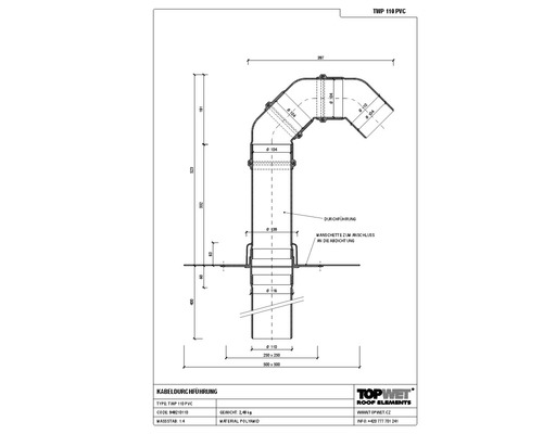 TopWet Kabeldurchführung mit integrierter PVC-Manschette NW 110 mm H = 200+523 mm