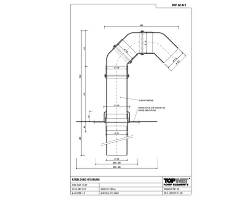 TopWet Kabeldurchführung mit integrierter Bitumen-Manschette NW 125 mm H = 200+523 mm