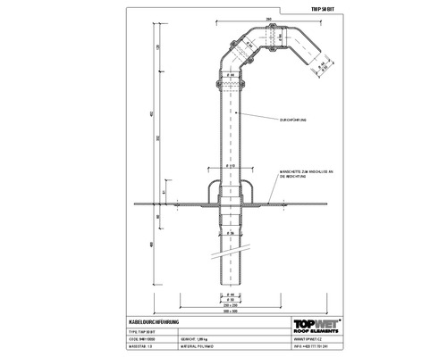 TopWet Kabeldurchführung mit integrierter Bitumen-Manschette NW 50 mm H = 200+523 mm