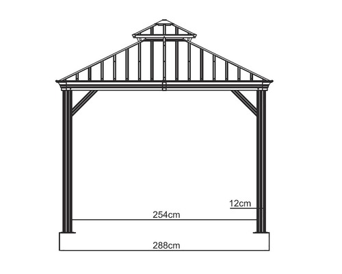 Abbildung eines Pavillons mit Maßangaben der Seitenlänge