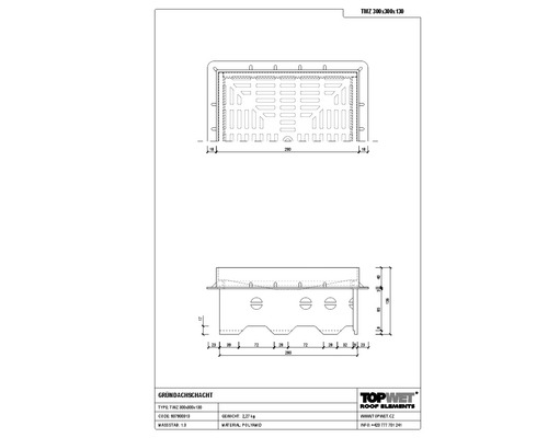 TopWet Kontrollschacht für Gründach mit begehbares Kunststoffgitter 300 mm x 300 mm x 1030 mm
