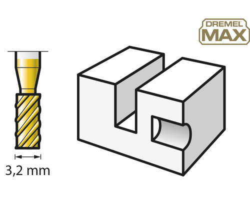 Dremel Fräser mit 3,2 Millimeter Durchmesser und ein Schraubstock