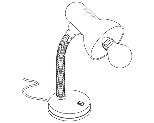 Tischleuchte mit flexiblem Arm und Glühbirne