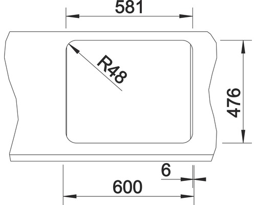 Technische Zeichnung einer Duschwanne mit Maßangaben