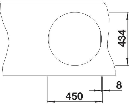 Technische Zeichnung mit Maßangaben des Produkts