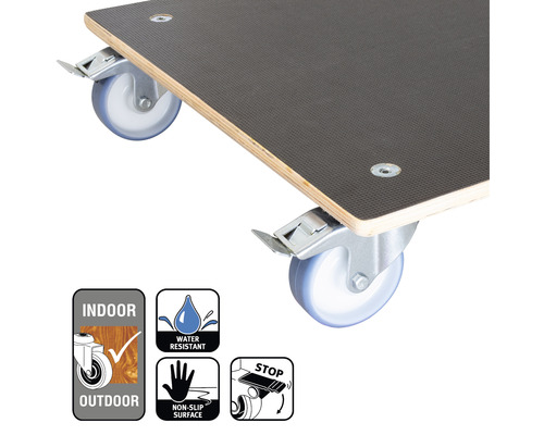 Rollbrett mit Bremse, geeignet für Innen- und Außenbereiche, wasserabweisend und mit rutschfester Oberfläche
