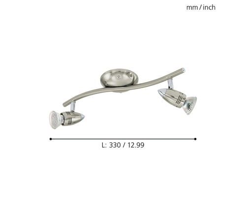Deckenleuchte mit zwei Strahlern und einer Länge von 330 Millimetern