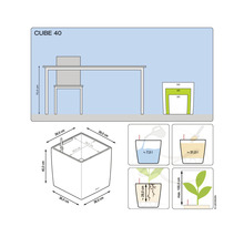 Pflanzkübel Lechuza Cube 40 Komplettset schwarz inkl. Erdbewässerungsystem Pflanzeinsatz Substrat Wasserstandsanzeiger-thumb-3